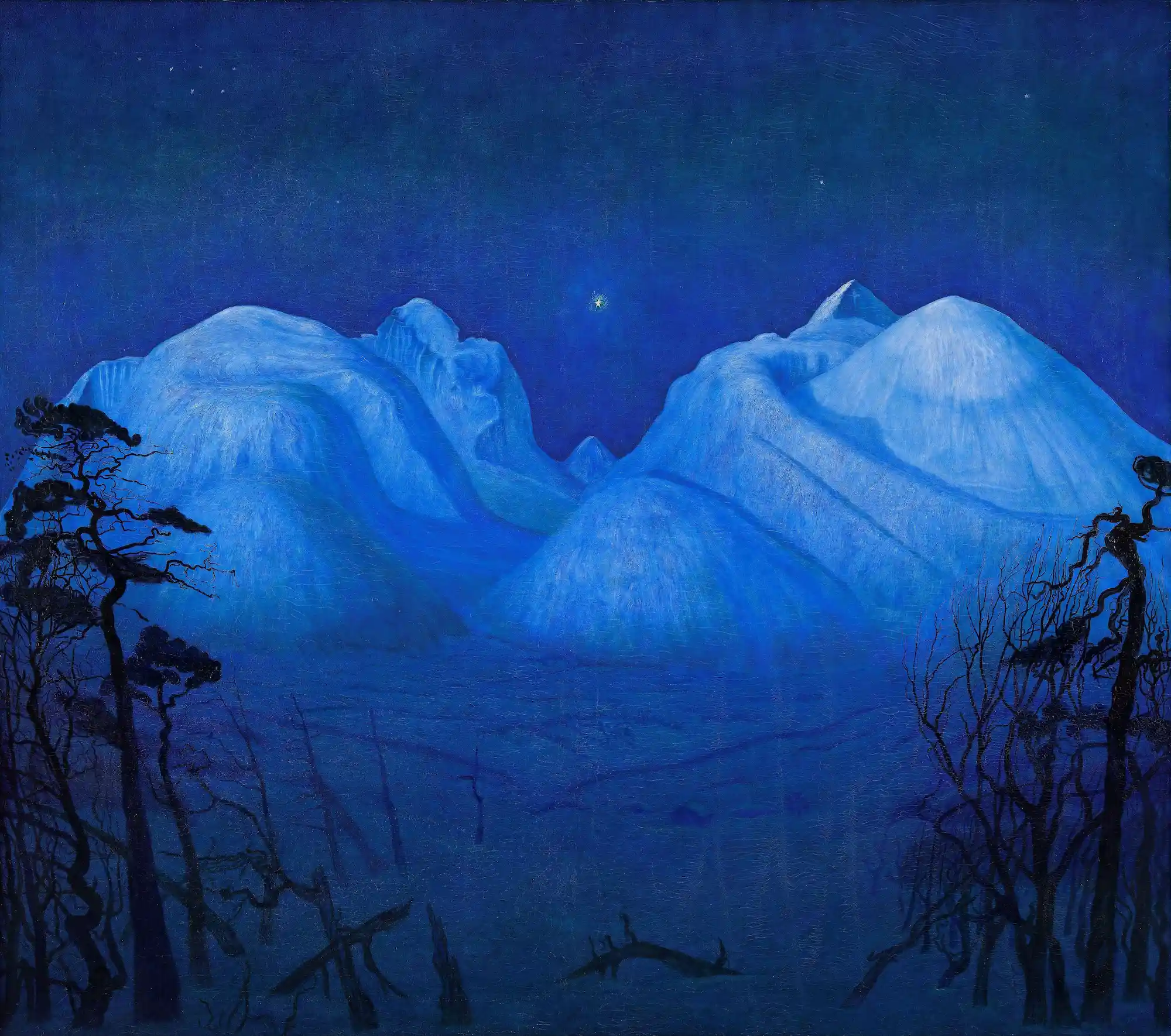 索尔贝格《山中冬夜》中的冬夜星空